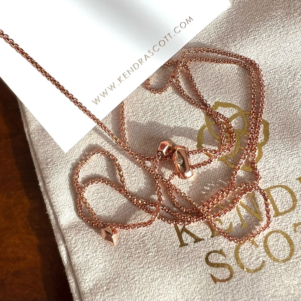 NWT Kendra Scott Delaney Pendant Necklace in Abalone Rose Gold - Picture 6 of 7